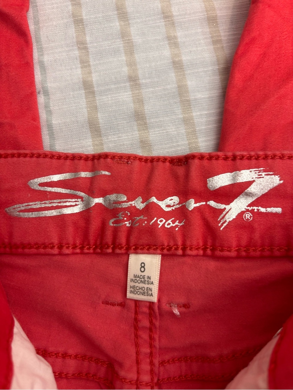 Seven7 Women's Red Jeans with Silver Logo